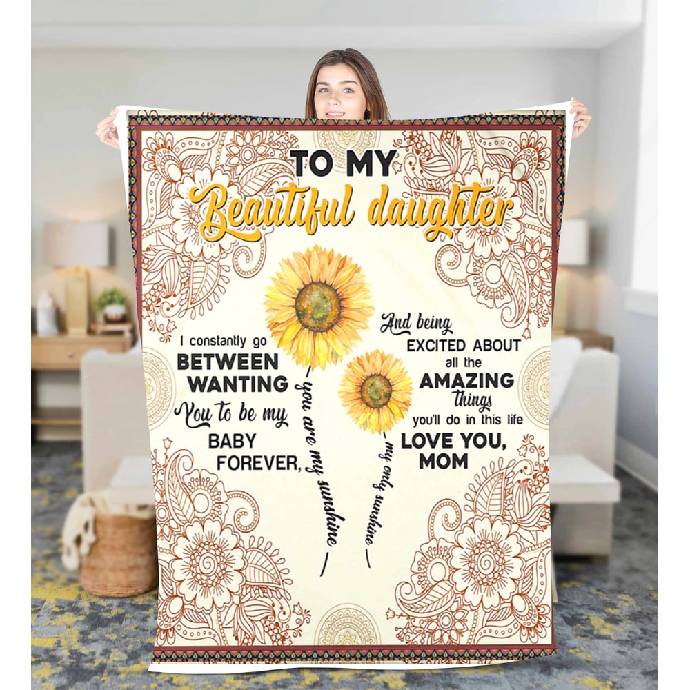 Personalized Sunflower To My Daughter Fleece Sherpa blanket Birthday Gift Daughter Christmas gift Christmas blanket with name Daughter gift 4.jpg