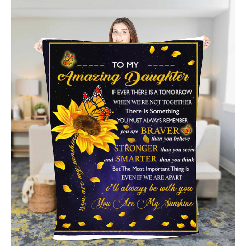Personalized Sunflower To My Daughter Fleece Sherpa blanket Birthday Gift Daughter Christmas gift Christmas blanket with name Daughter gift.jpg