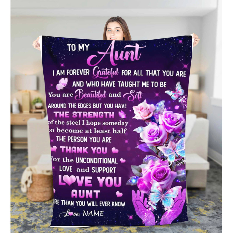 Personalized To My Aunt Fleece Sherpa Blanket Gift for Aunt From Niece Or Nephew, Birthday Gifts for Aunt, Mother's day blanket, Aunt gift 2.jpg