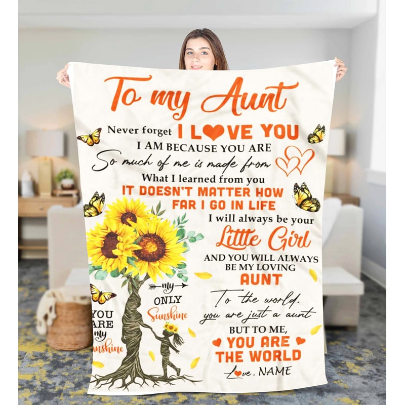Personalized To My Aunt Fleece Sherpa Blanket Gift for Aunt From Niece Or Nephew, Birthday Gifts for Aunt, Mother's day blanket, Aunt gift 3.jpg