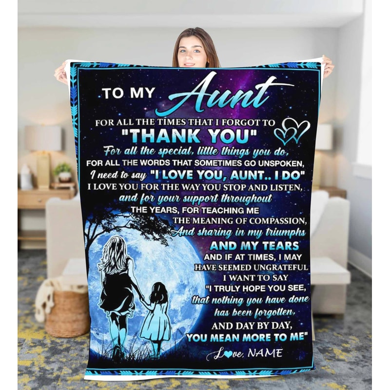 Personalized To My Aunt Fleece Sherpa Blanket Gift for Aunt From Niece Or Nephew, Birthday Gifts for Aunt, Mother's day blanket, Aunt gift 1.jpg