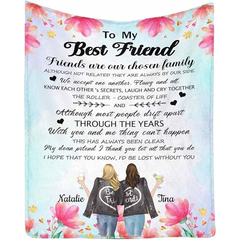 Personalized To My Best Friend Flower Blanket Custom Name Fleece Blankets Birthday Gifts For Bestie Happy Decor Friendship Gifts Sister Gift.jpg