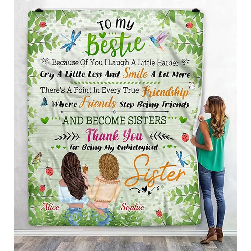 Personalized To My Bestie Blanket Gifts For Friend Birthday Gifts For Best Friend Throw Blankets Flannel Throws Gifts for Bestie Happy Decor 4.jpg