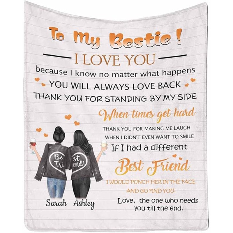 Personalized To My Bestie Blanket Thank You For Standing Custom Name Fleece Blankets Birthday Gifts For Bestie Happy Decor Friendship Gifts.jpg