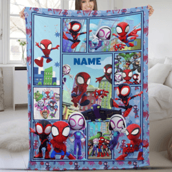 Personalized Spidey And His Amazing Friends Blanket, Spidey Birthday Blanket, Spiderman Custom Baby Blanket