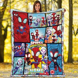 personalized spidey and his amazing friends blanket | amazing friends fleece blanket | spiderman birthday blanket