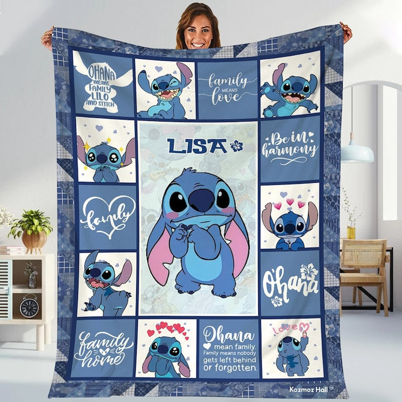 Personalized Stitch Blanket Lilo Stitch Blanket Stitch Birthday Gifts Angel Stitch Christmas Gifts For Kids1.jpg