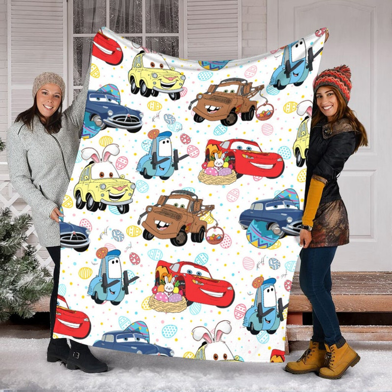 Disney Cars Easter Blanket, Lightning MCQueen Baby Blanket, Disney Cars Blanket, Cars Movie Characters Blanket, Easter Bunny Blanket1.jpg