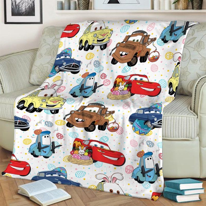 Disney Cars Easter Blanket, Lightning MCQueen Baby Blanket, Disney Cars Blanket, Cars Movie Characters Blanket, Easter Bunny Blanket2.jpg