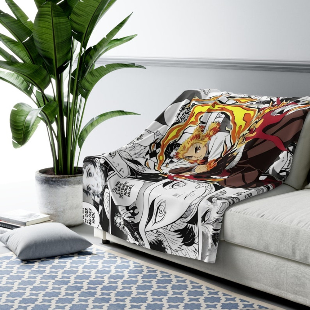 Rengoku  Anime  Sherpa Fleece Blanket  Throw Blanket1.jpg