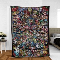 All Disney Princesses Colorful Glass Mirror Christmas Sherpa Fleece Quilt Blanket BL2304