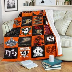 anaheim ducks sherpa fleece quilt blanket bl0119