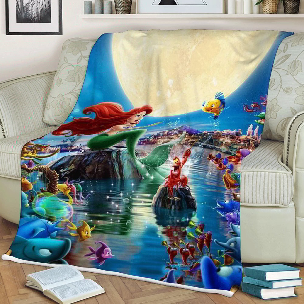 Ariel The Little Mermaid Disney Princess Christmass Lover Sherpa Fleece Quilt Blanket BL1452 - Wisdom Teez.jpg