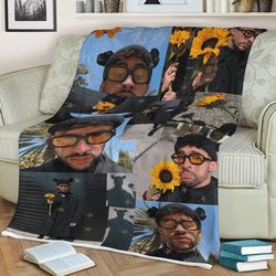 Bad Bunny Rapper Thank You For The Memories Sherpa Fleece Quilt Blanket BL1423