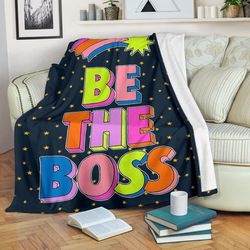 Be The Boss Colorful Star Tiny Patterns Sherpa Fleece Quilt Blanket BL3109