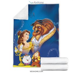 Beauty And The Beast Disney Cartoon Sherpa Fleece Quilt Blanket BL2699