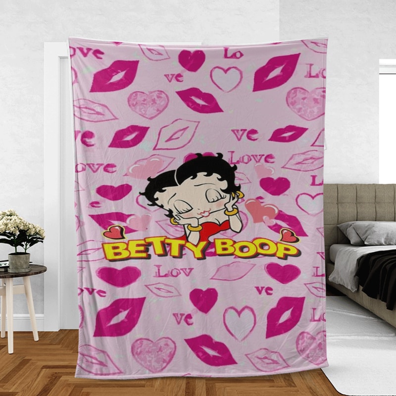 Betty Boop Kiss Love Sherpa Fleece Quilt Blanket BL2331 - Wisdom Teez.jpg