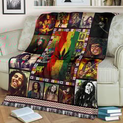 bob marley thank you for the memories sherpa fleece quilt blanket bl1917