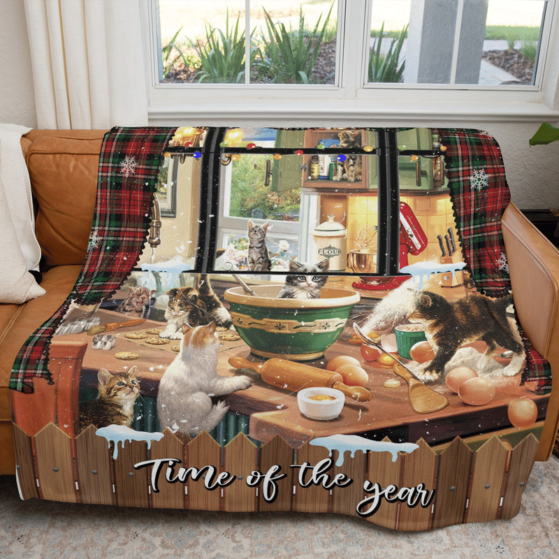 Christmas night animals beside the window Sherpa Fleece Quilt Blanket BL1222 - Wisdom Teez.png