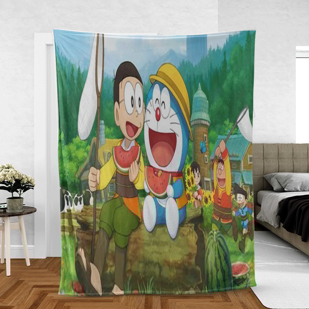 Doraemon Nobita And Friends Summers Lover Sherpa Fleece Quilt Blanket BL2341 - Wisdom Teez.jpg