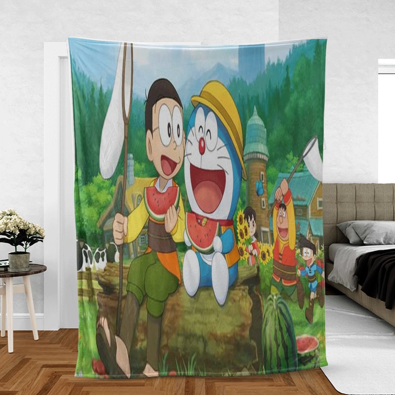 Doraemon Nobita And Friends Summers Lover Sherpa Fleece Quilt Blanket BL2341 - Wisdom Teez.jpg