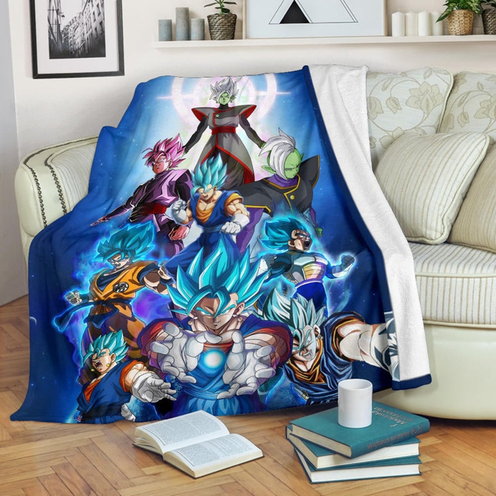 Dragon Ball Anime DB Goku Vs Villains Blue Sky Theme Sherpa Fleece Quilt Blanket BL3105 - Wisdom Teez.jpg