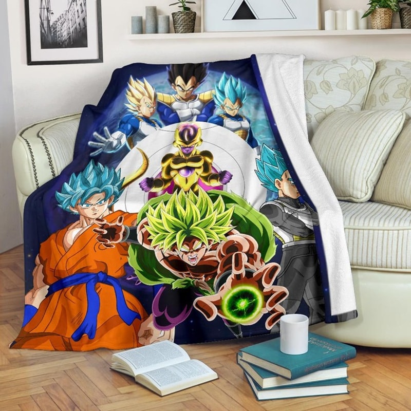 Dragon Ball Anime DB Super Saiyan Characters Broly Goku Sherpa Fleece Quilt Blanket BL3046 - Wisdom Teez.jpg