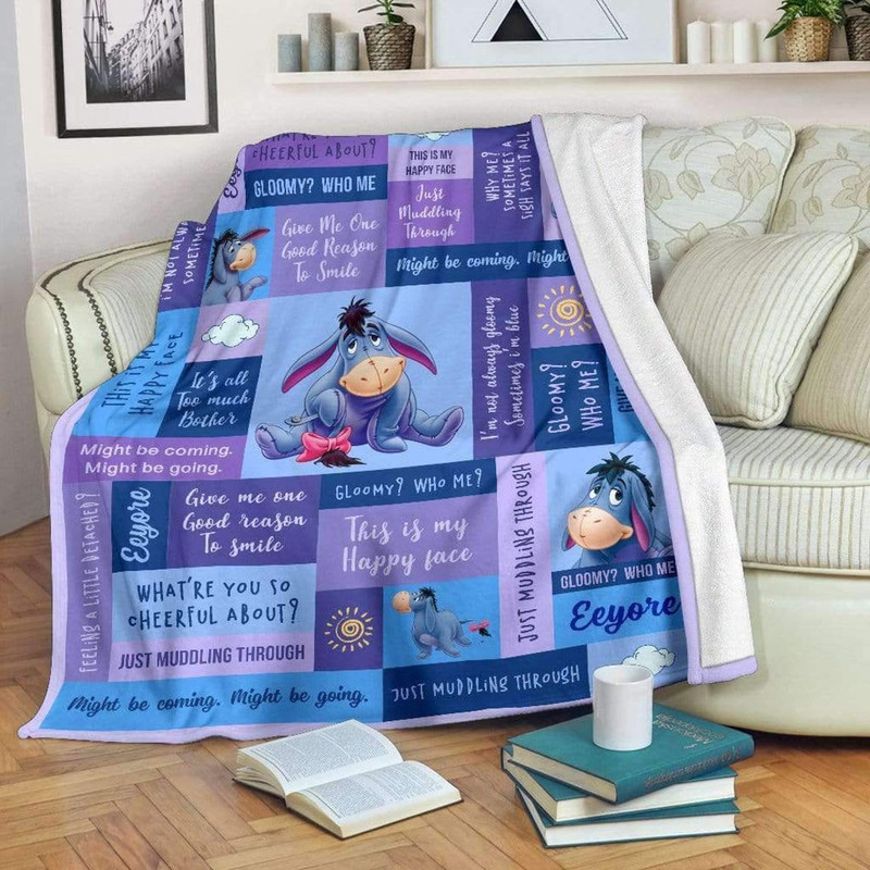 Eeyore Donkey Blue And Purple Sherpa Fleece Quilt Blanket BL1886 - Wisdom Teez.jpg