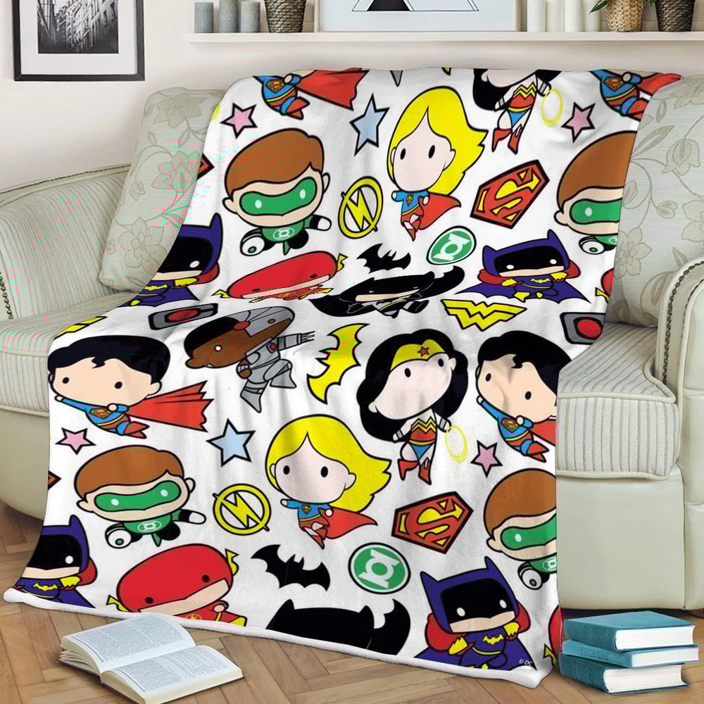 Full Super Hero Marvel Comics Chibi Christmas Sherpa Fleece Quilt Blanket BL1528 - Wisdom Teez.jpg