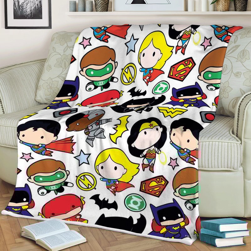 Full Super Hero Marvel Comics Chibi Christmas Sherpa Fleece Quilt Blanket BL1528 - Wisdom Teez.jpg