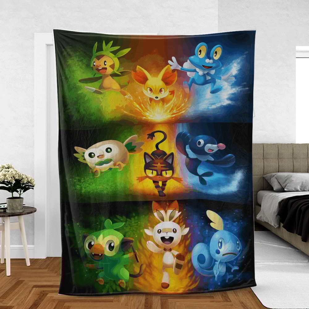Full Monster Pokemon Evolution TV Cartoon Sherpa Fleece Quilt Blanket BL2414 - Wisdom Teez.jpg
