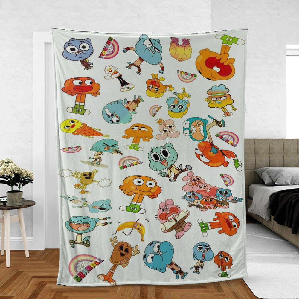 Funny The Amazing World of Gumball Love Familys Lover Sherpa Fleece Quilt Blanket BL2486 - Wisdom Teez.jpg