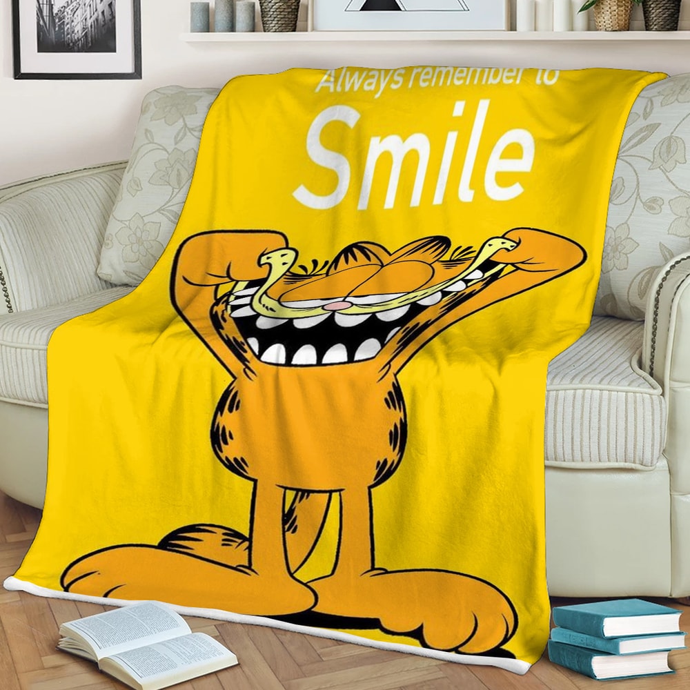 Garfield and Friends Cartoons Always Remember To Smile Sherpa Fleece Quilt Blanket BL1317 - Wisdom Teez.jpg