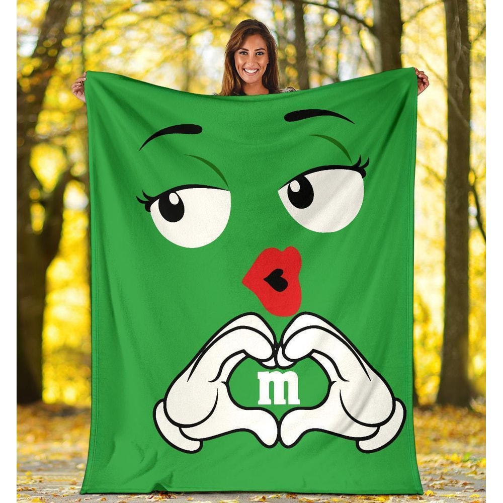Green M&M Sherpa Fleece Quilt Blanket BL2608 - Wisdom Teez.jpg