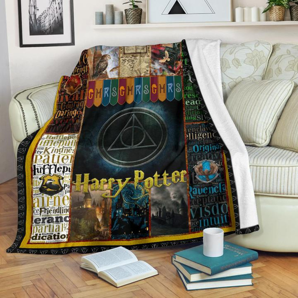 Hogwarts Houses GMRS Harry Potter Sherpa Fleece Quilt Blanket BL3415 - Wisdom Teez.jpg