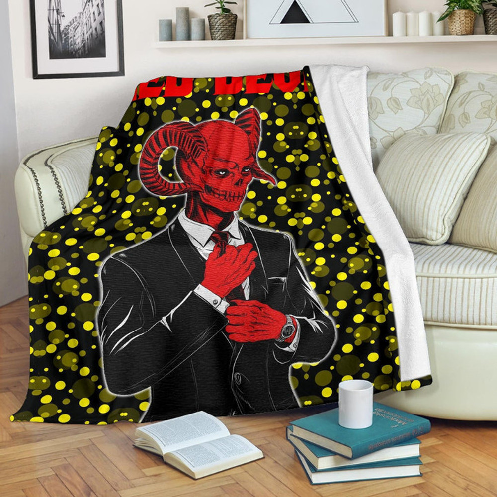 Horror Movie Red Devil Wearing Suit Sherpa Fleece Quilt Blanket BL3053 - Wisdom Teez.jpg