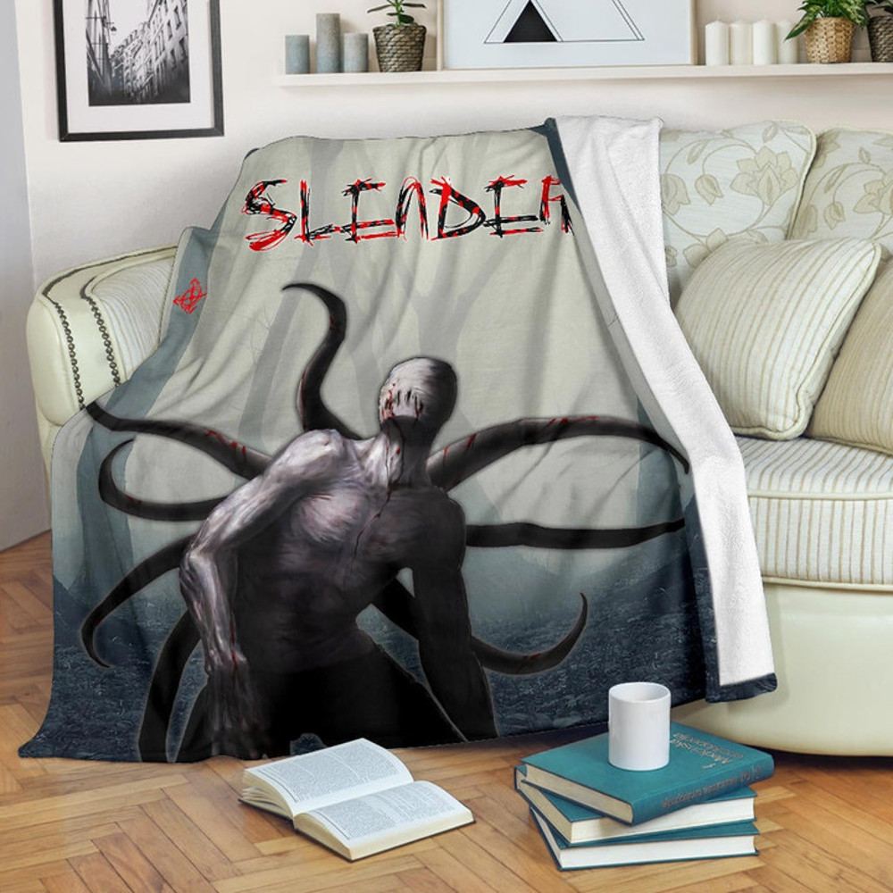 Horror Movie Slender Man In The Forest Fanart Sherpa Fleece Quilt Blanket BL3316 - Wisdom Teez.jpg