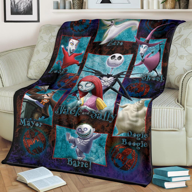 Jack Skellington And Sally Sherpa Fleece Quilt Blanket BL1789 - Wisdom Teez.jpg