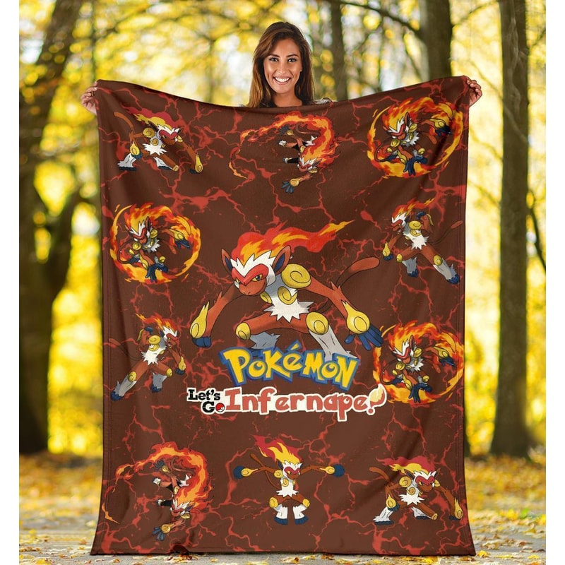 Let's Go Infernape Sherpa Fleece Quilt Blanket BL2670 - Wisdom Teez.jpg
