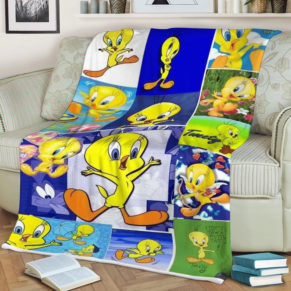Lovely Tweety Looney Tunes Flims Christmas Sherpa Fleece Quilt Blanket BL1542 - Wisdom Teez.jpg