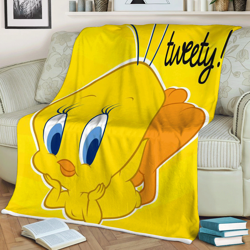 Lovely Tweety Love Yellow Looney Tunes Flims Sherpa Fleece Quilt Blanket BL1546 - Wisdom Teez.jpg