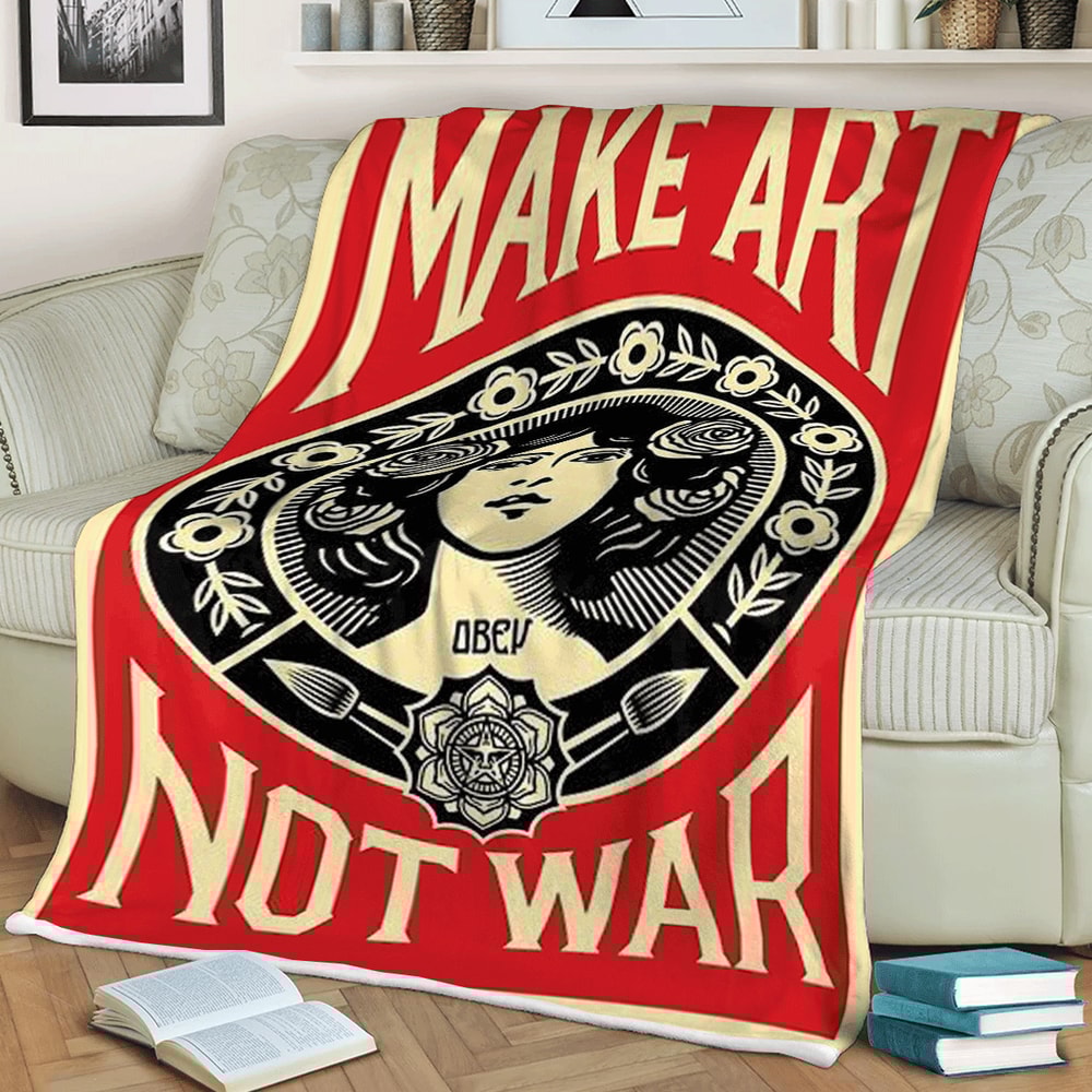 Make Art Not War Sherpa Fleece Quilt Blanket BL1485 - Wisdom Teez.jpg