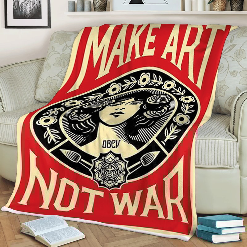 Make Art Not War Sherpa Fleece Quilt Blanket BL1485 - Wisdom Teez.jpg