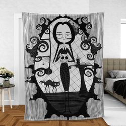 Merlina Addams Wednesday Addams Cartoon Lover Sherpa Fleece Quilt Blanket BL2449