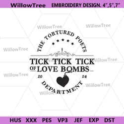tick tick tick of love bombs taylor album embroidery digital design, taylor swift concert embroidery digital files, tayl