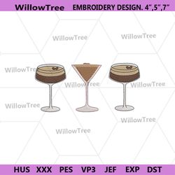 espresso martini embroidery download design, soft drink embroidery instant files, espresso embroidery, martini embroider