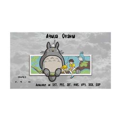 anime totoro with friends embroidery design