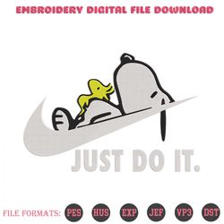snoopy just do it lazy embroidery designs file, nike snoopy