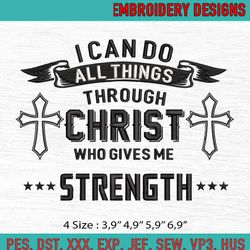 i can do all things through christ who gives me strength machine embroidery digitizing design file