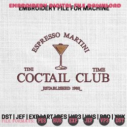 espresso martini embroidery designs,cocktail club embroidery, 60